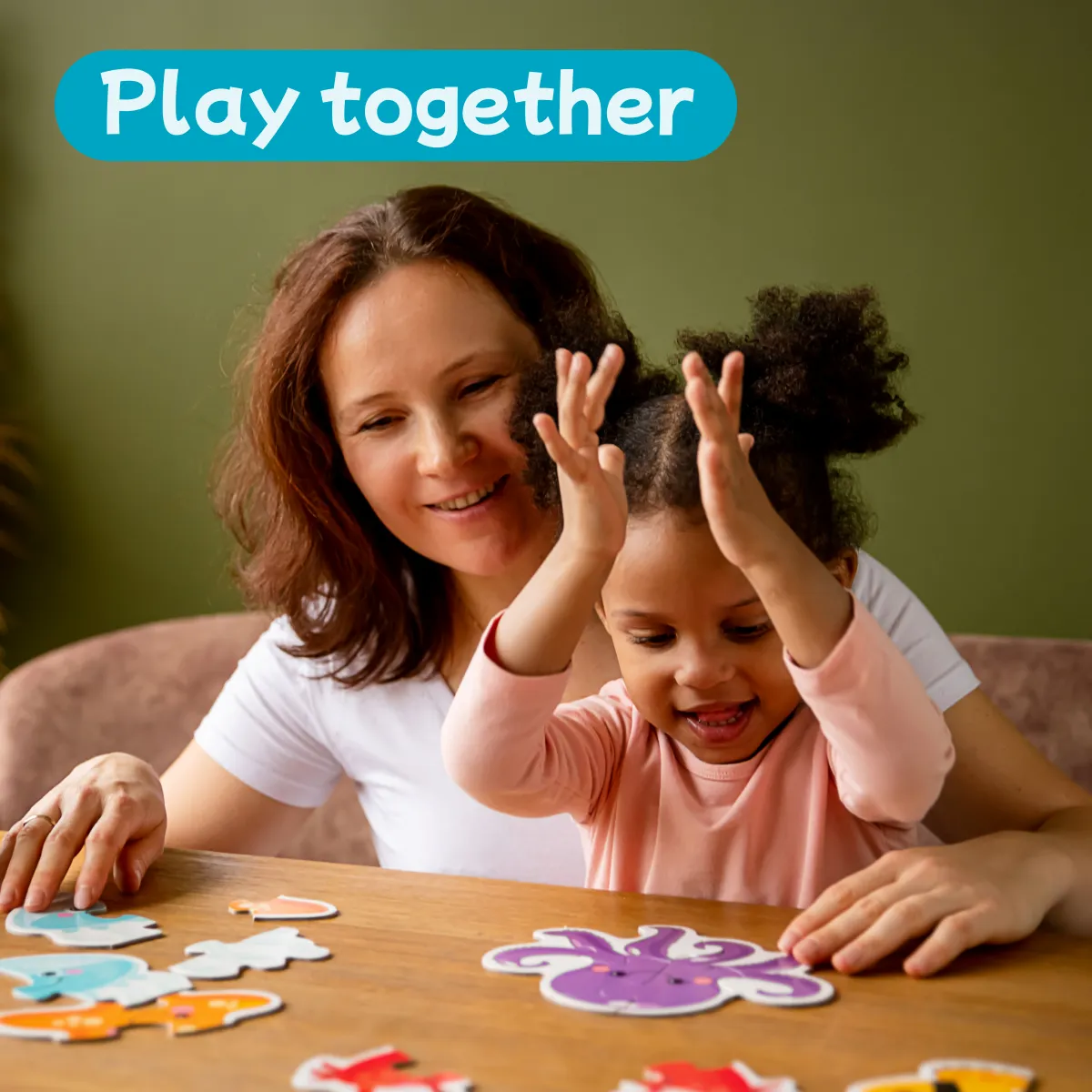 Toddler Puzzles - Explore Sea Animals Contour - 5-Piece Jigsaw Puzzles for Kids 3  Years - Early Learning Montessori Toys