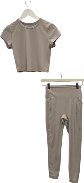 Uniqlo Beige Ultra Stretch Airism Cropped T-shirt  & Leggings UK XS