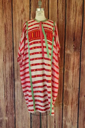Vintage Red White and Green Guatemalan Huipil Tunic or Dress