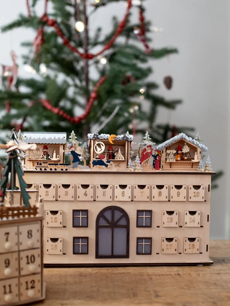 Wooden Advent Calendar with Drawers
