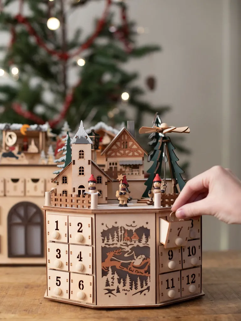 Wooden Advent Calendar with Drawers