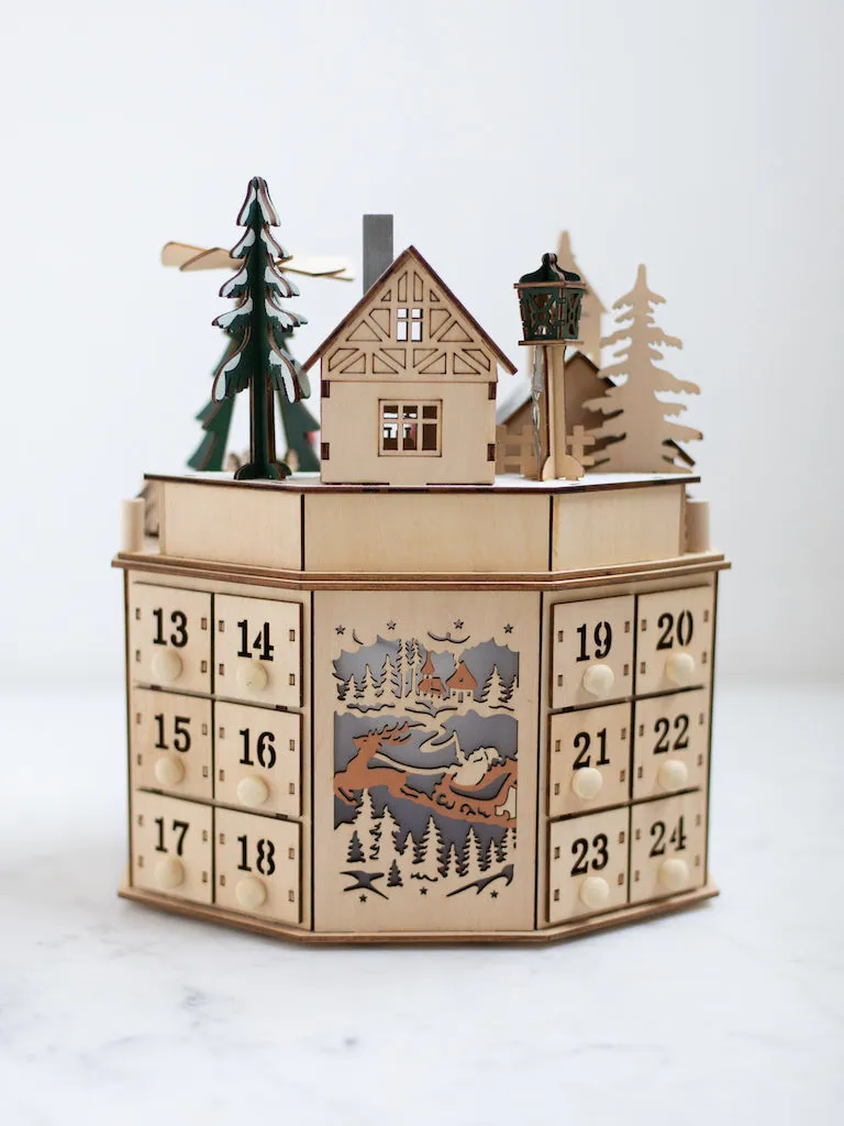Wooden Advent Calendar with Drawers