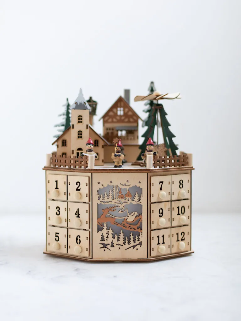 Wooden Advent Calendar with Drawers